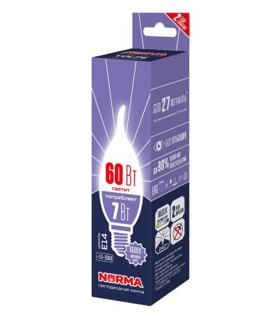 Лампа светодиодная Volpe Norma LED-CW37-7W/6500K/E14/FR/NR UL-00010989