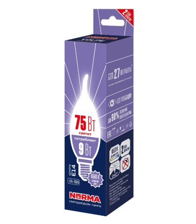 Лампа светодиодная Volpe Norma LED-CW37-9W/6500K/E14/FR/NR UL-00010990