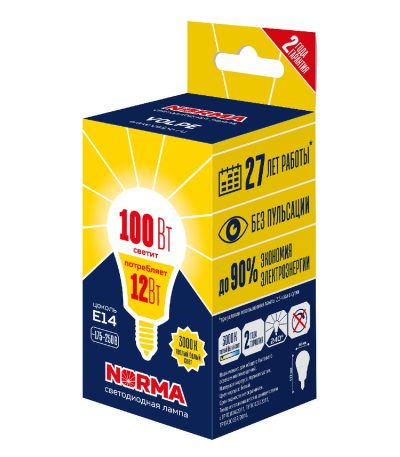 Лампа светодиодная Volpe Norma LED-G60-12W/3000K/E14/FR/NR UL-00010992