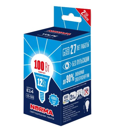 Лампа светодиодная Volpe Norma LED-G60-12W/4000K/E14/FR/NR UL-00010993