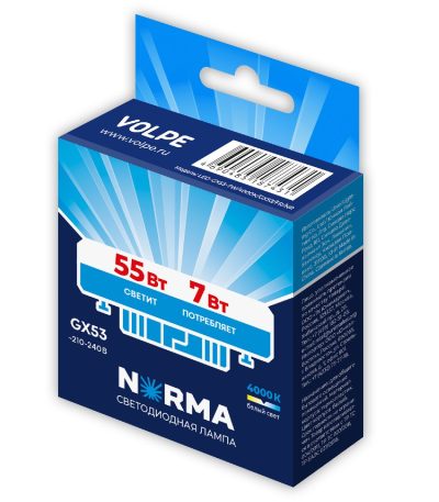 Лампа светодиодная Volpe Norma LED-GX53-7W/4000K/GX53/FR/NR UL-00011424