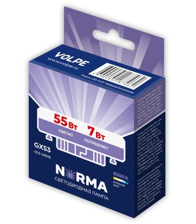 Лампа светодиодная Volpe Norma LED-GX53-7W/6500K/GX53/FR/NR UL-00011425