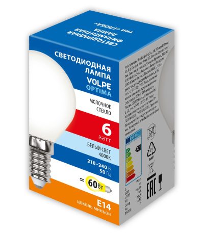 Лампа светодиодная Volpe Optima LED-G45-6W/4000K/E14/FR/SLF UL-00008315