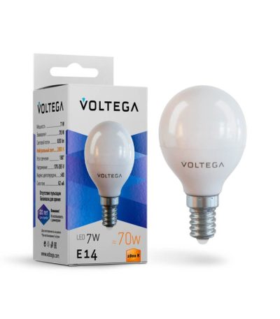 Лампа светодиодная Voltega E14 7W 2800К матовая VG2-G45E14warm7W 7054