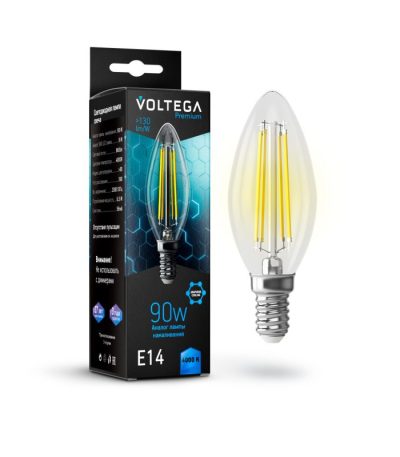 Лампа светодиодная Voltega E14 7W 4000K свеча прозрачная G10-C35E14cold9W-F 7135