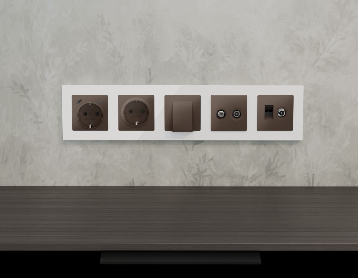 Лицевая панель Alfa (Темная бронза матовый) для TV двойной розетки Quant Ambrella Volt AP6433