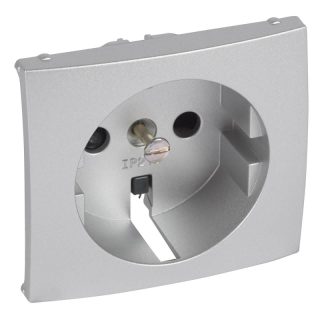 Лицевая панель Legrand Valena розетки 2К+З со шторками алюминий 770257