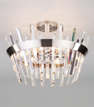 Люстра на штанге Eurosvet 10111/5 сатин-никель/прозрачный хрусталь Strotskis