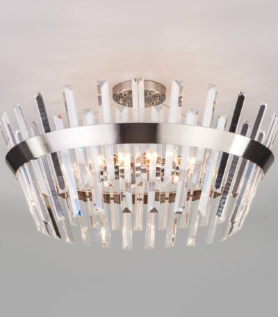 Люстра на штанге Eurosvet 10111/8 сатин-никель / прозрачный хрусталь Strotskis