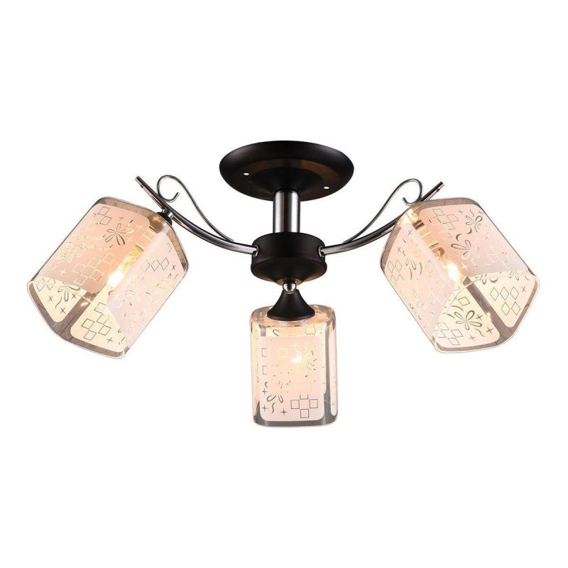 Люстра на штанге IMEX MD.1087-3-S BK+CH Люстра на штанге IMEX MD.1087-3-S BK+CH