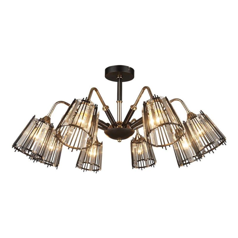 Люстра на штанге IMEX MD.4050-8-S BK+FGD Люстра на штанге IMEX MD.4050-8-S BK+FGD