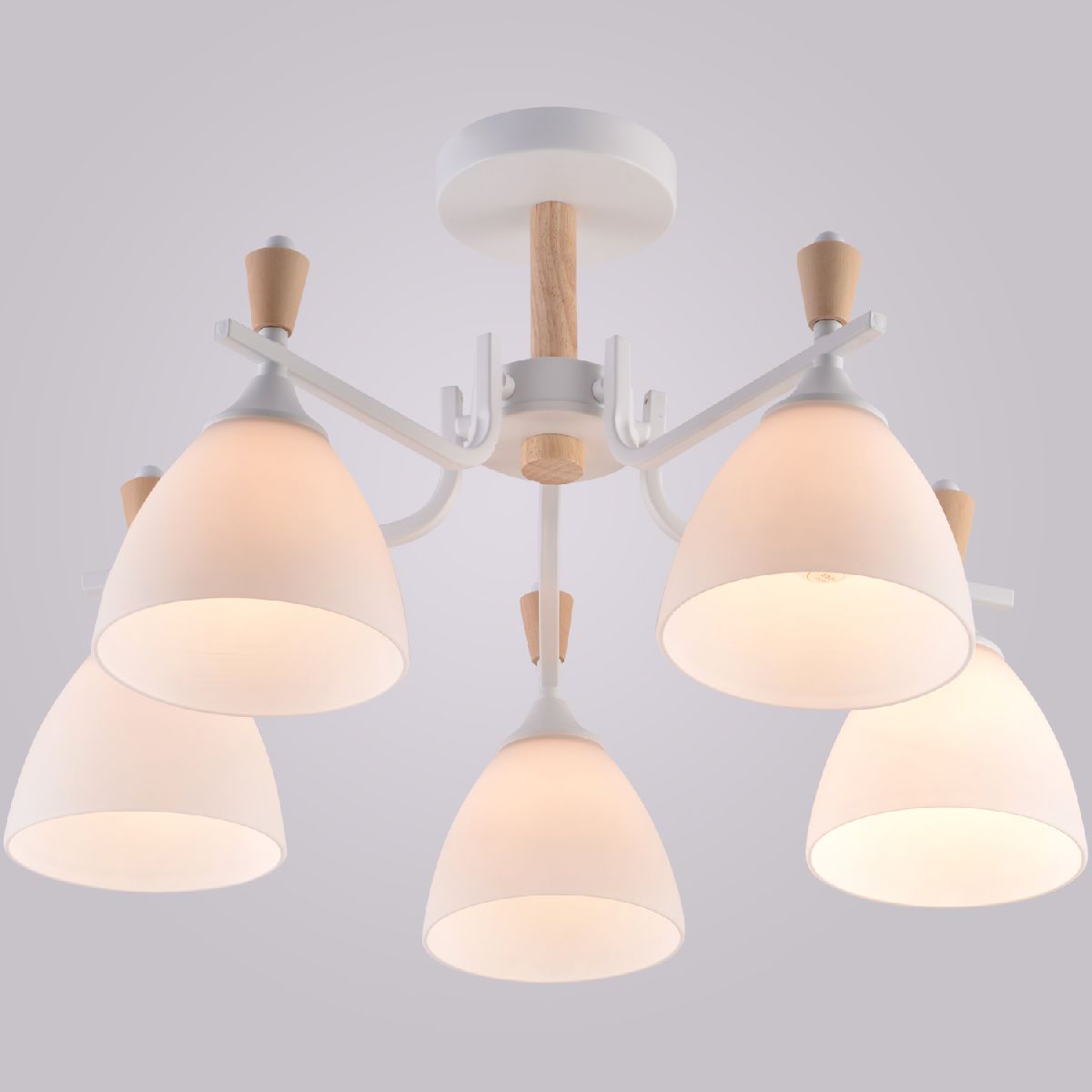 Люстра на штанге Reluce 01622-0.3-05 WH+WOOD Люстра на штанге Reluce 01622-0.3-05 WH+WOOD