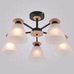 Люстра на штанге Reluce 01625-0.3-05 BK+WOOD