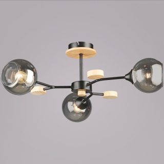 Люстра на штанге Reluce 06780-0.3-03 BK+WOOD