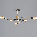 Люстра на штанге Reluce 10070-0.3-06 BK+WOOD