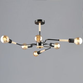 Люстра на штанге Reluce 10070-0.3-06 BK+WOOD