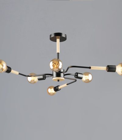 Люстра на штанге Reluce 10070-0.3-06 BK+WOOD