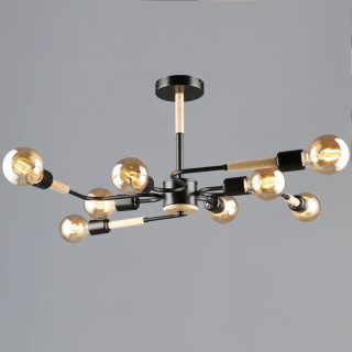 Люстра на штанге Reluce 10070-0.3-08 BK+WOOD