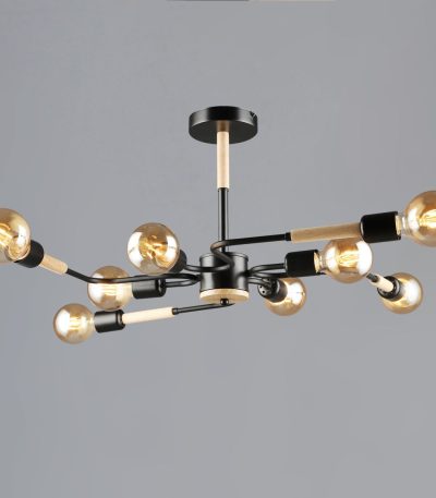 Люстра на штанге Reluce 10070-0.3-08 BK+WOOD