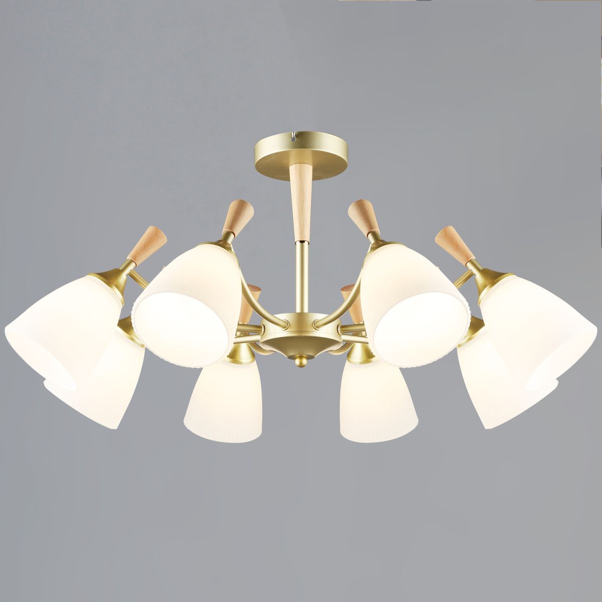 Люстра на штанге Reluce 38960-0.3-08 GD+WOOD Люстра на штанге Reluce 38960-0.3-08 GD+WOOD