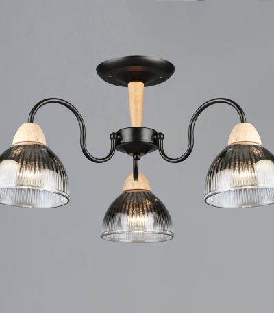 Люстра на штанге Reluce 69660-0.3-03 BK+WOOD