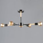 Люстра на штанге Reluce 99960-0.3-04 BK+WOOD