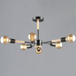 Люстра на штанге Reluce 99960-0.3-06 BK+WOOD