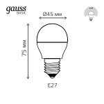 Лампа светодиодная Gauss E27 7,5W 4100К шар матовый 1053228