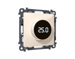 Комплект механизма терморегулятора с цифровым дисплеем с подсветкой и датчиком для теплого пола Alfa Бежевый глянец Quant Ambrella Volt MA305810 (AP3058, VM1385)