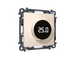 Комплект механизма терморегулятора с цифровым дисплеем с подсветкой и датчиком для теплого пола Alfa Бежевый матовый Quant Ambrella Volt MA325810 (AP3258, VM1385)