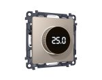 Комплект мех-ма терморегулятора с цифровым дисплеем с подсветкой и датчиком для теплого пола Alfa Серо-бежевый матовый Quant Ambrella Volt MA365810 (AP3658, VM1385)