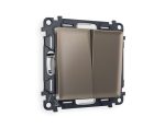 Комплект механизма 2-клавишного перекрестного выключателя 10A-250V Alfa Темная бронза матовый Quant Ambrella Volt MA633030 (AP6330, VM125)