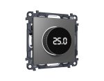 Комплект механизма терморегулятора с цифровым дисплеем с подсветкой и датчиком для теплого пола Alfa Антрацит серый Quant Ambrella Volt MA655810 (AP6558, VM1385)