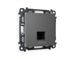 Комплект механизма компьютерной розетки RJ-45 экранированной с автоматической защитной шторкой Alfa Антрацит серый Quant Ambrella Volt MA662005 (AP6620, VM185)