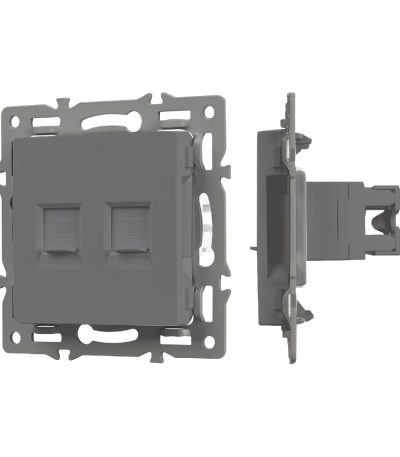 Механизм компьютерной розетки двойной Arlight SCT-MPC2-PL-GR (RJ-45, CAT6) 045338