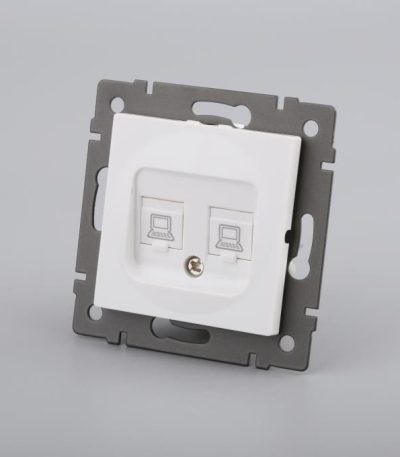 Механизм компьютерной розетки двойной Arlight SCT-MPC2-PL-WH-V (RJ-45, CAT6) 049854