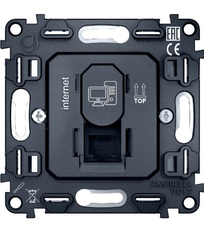 Механизм компьютерной розетки RJ-45 (8P8C) CAT6 с автоматической защитной шторкой Ambrella Volt Quant VM188