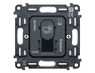 Механизм компьютерной розетки RJ-45 (8P8C) CAT6A экранированной с автоматической защитной шторкой QUANT Ambrella Volt VM185