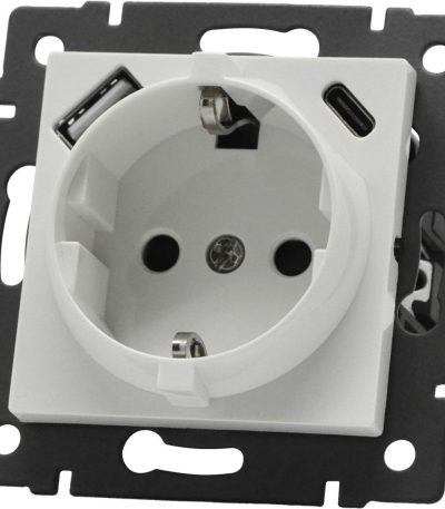 Механизм розетки с быстрой USB зарядкой Arlight SCT-MUAC-PL-WH-V (250V, 16A) 049822