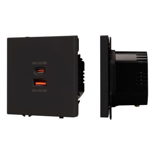 Механизм розетки с быстрой USB зарядкой Arlight SCT-NOBE-MUAC-SFPL-FC-BK (65W, QC3) 054317