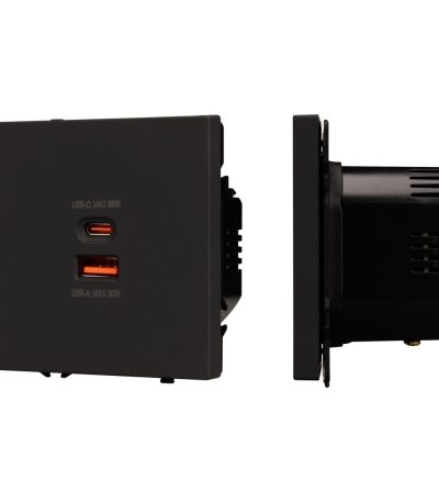 Механизм розетки с быстрой USB зарядкой Arlight SCT-NOBE-MUAC-SFPL-FC-BK (65W, QC3) 054317