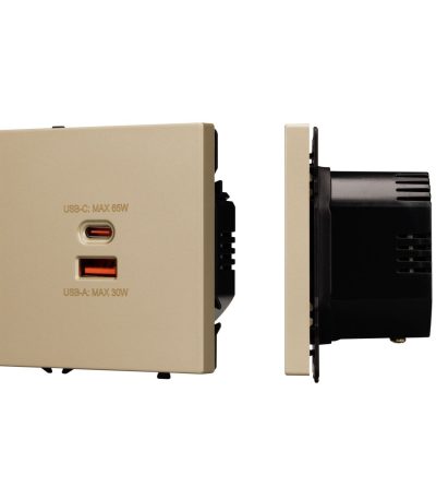 Механизм розетки с быстрой USB зарядкой Arlight SCT-NOBE-MUAC-SFPL-FC-GD (65W, QC3) 054318