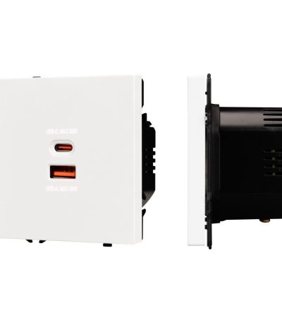 Механизм розетки с быстрой USB зарядкой Arlight SCT-NOBE-MUAC-SFPL-FC-WH (65W, QC3) 054316