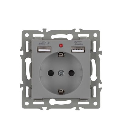 Механизм розетки с USB зарядкой Arlight SCT-MUAA-PL-GR (250V, 16A) 043735