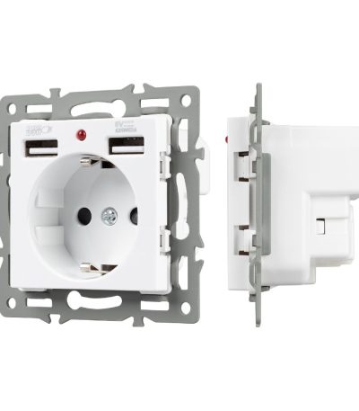 Механизм розетки с USB зарядкой Arlight SCT-MUAA-PL-WH (250V, 16A) 043733