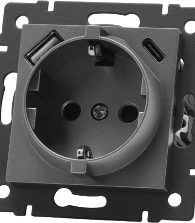 Механизм розетки с USB зарядкой Arlight SCT-MUAC-PL-GR-V (250V, 16A) 049831