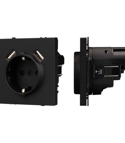 Механизм розетки с USB зарядкой Arlight SCT-NOBE-MUAA-SFPL-BK (230V, 16A) 054289