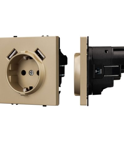 Механизм розетки с USB зарядкой Arlight SCT-NOBE-MUAA-SFPL-GD (230V, 16A) 054290