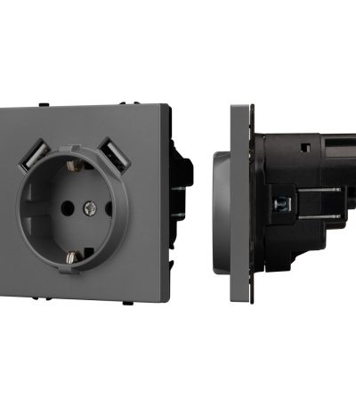 Механизм розетки с USB зарядкой Arlight SCT-NOBE-MUAA-SFPL-GR (230V, 16A) 054291