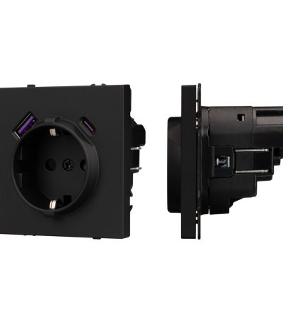 Механизм розетки с USB зарядкой Arlight SCT-NOBE-MUAC-SFPL-BK (230V, 16A) 054285